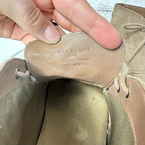 Everlane Desert Boot Pebble Suede Leather Lace Up Shoes Brown 10 display picture 1